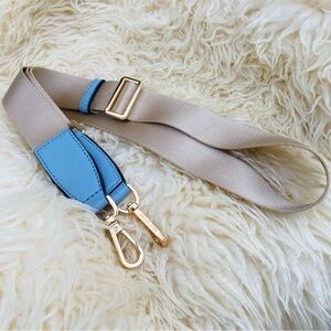 MICHAEL KORS tan blue nylon wide woven bag tote purse strap adjustable length